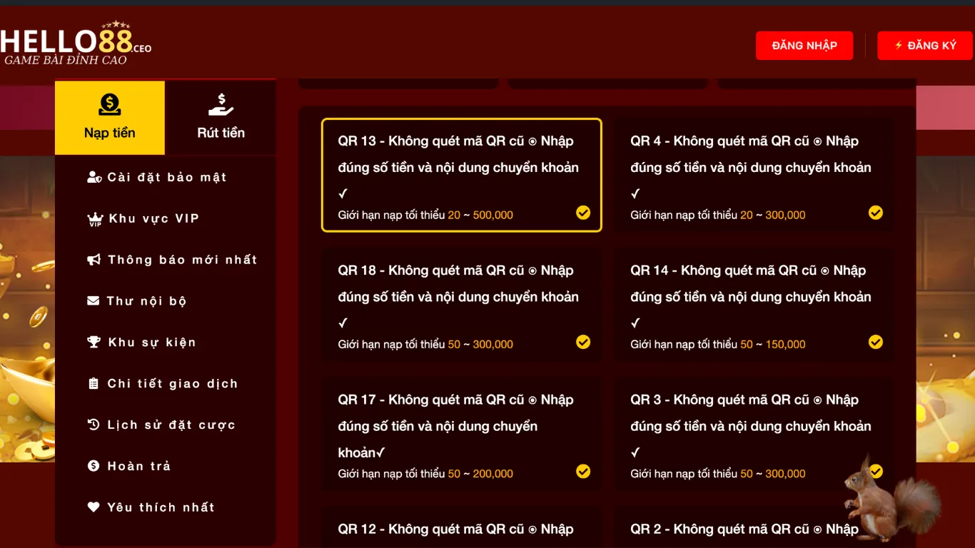 Hướng dẫn các bước nạp tiền dễ dàng tại Hello88.